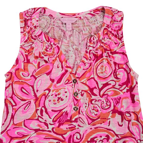 Lilly Pulitzer Shirt Womens Size XXS Pink Pout Mango Salsa Essie Tank Top Preppy - Picture 3 of 14